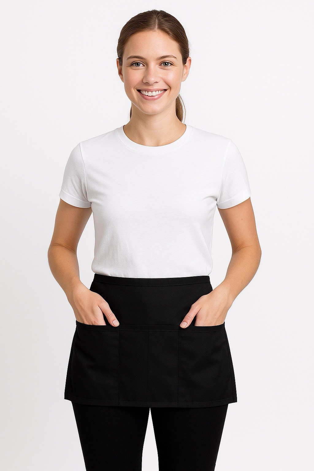 12 Half Bib Waist Apron Heavy Duty 3 Pocket Waitress Waiter Unisex Server