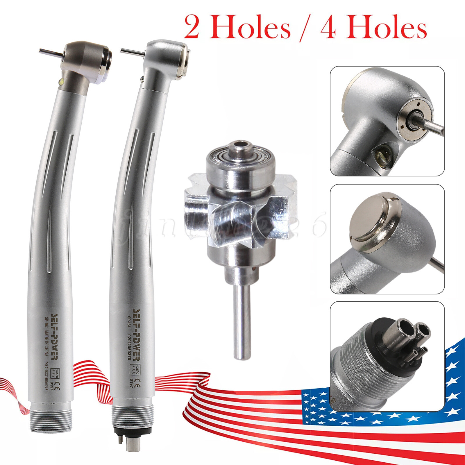 Factory Price Dental LED High Speed Handpiece 3 Water Spray 2 4 Hole Air Turbine