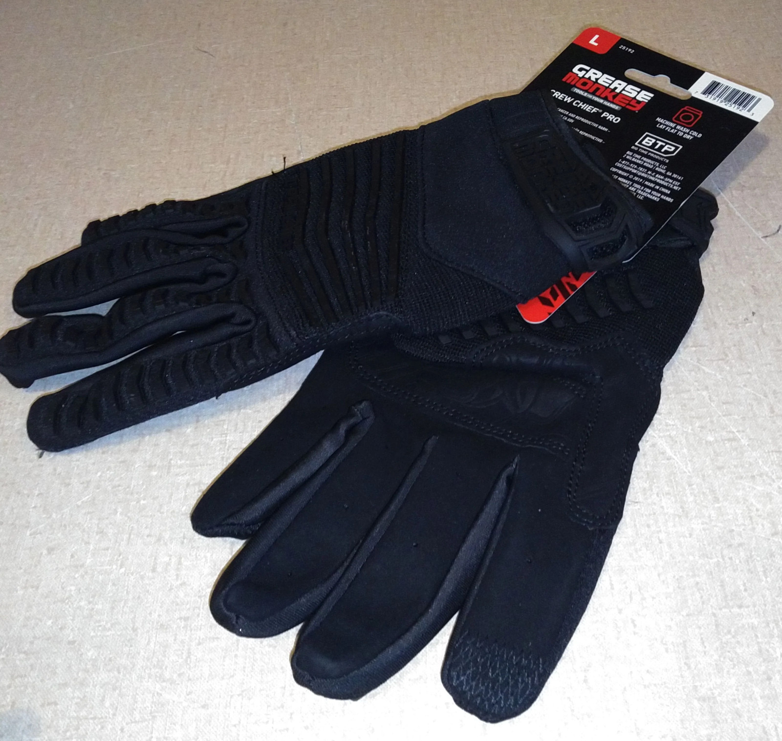 Grease Monkey Crew Chief Pro Gloves Touchscreen Tech, Black Size L