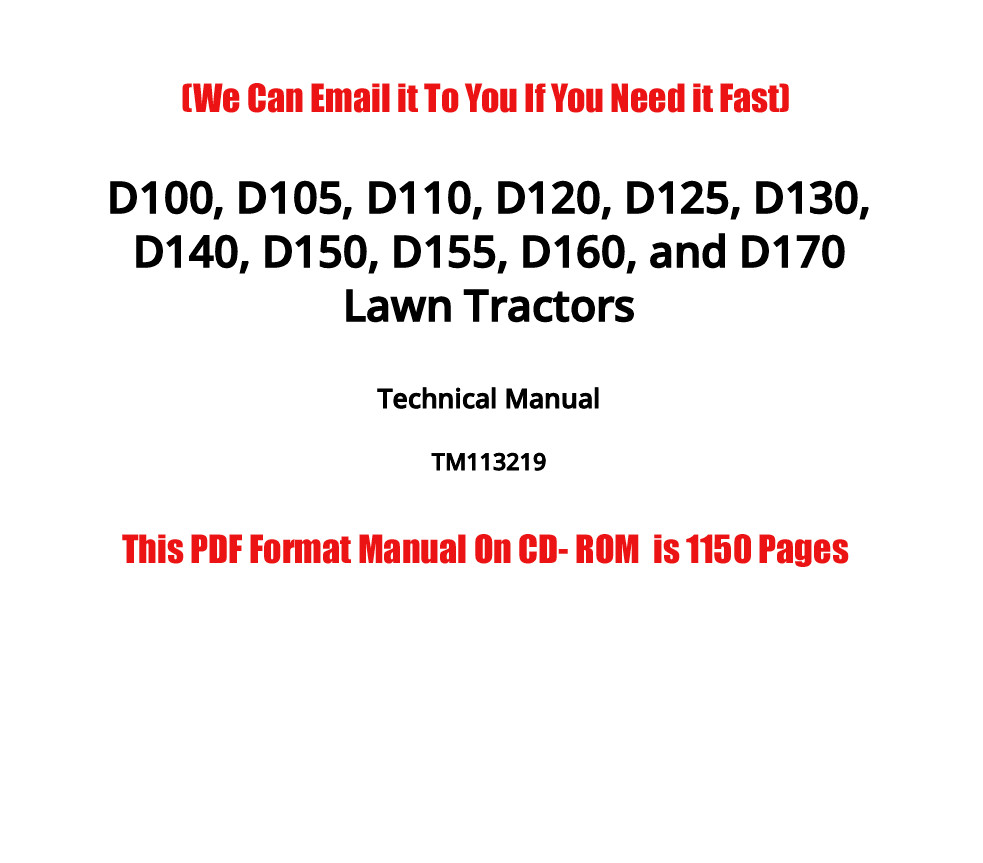 John Deere D100 D105 D110 D120 D125 D130 Tractor Technical Service Manual 113219