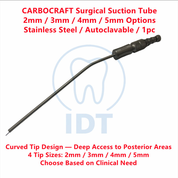 CARBOCRAFT Surgical Suction Tube 2/3/4/5mm Dental Metal Aspirator 1pc