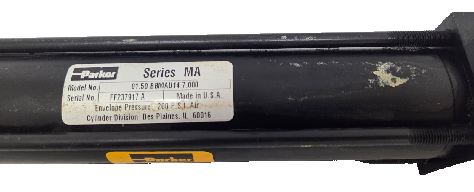 New Parker Series MA 01.50 B BMAU14 7.000, 1-1/2″ B, 7″ S, Pneum. Cyl., 200psi