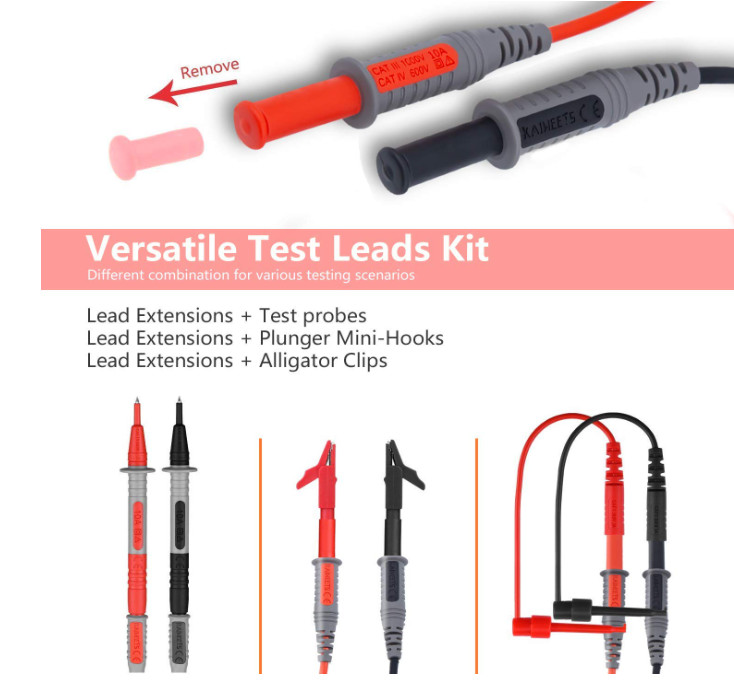Kit de cables de prueba de silicona suave para electricistas CAT III 1000V y CAT