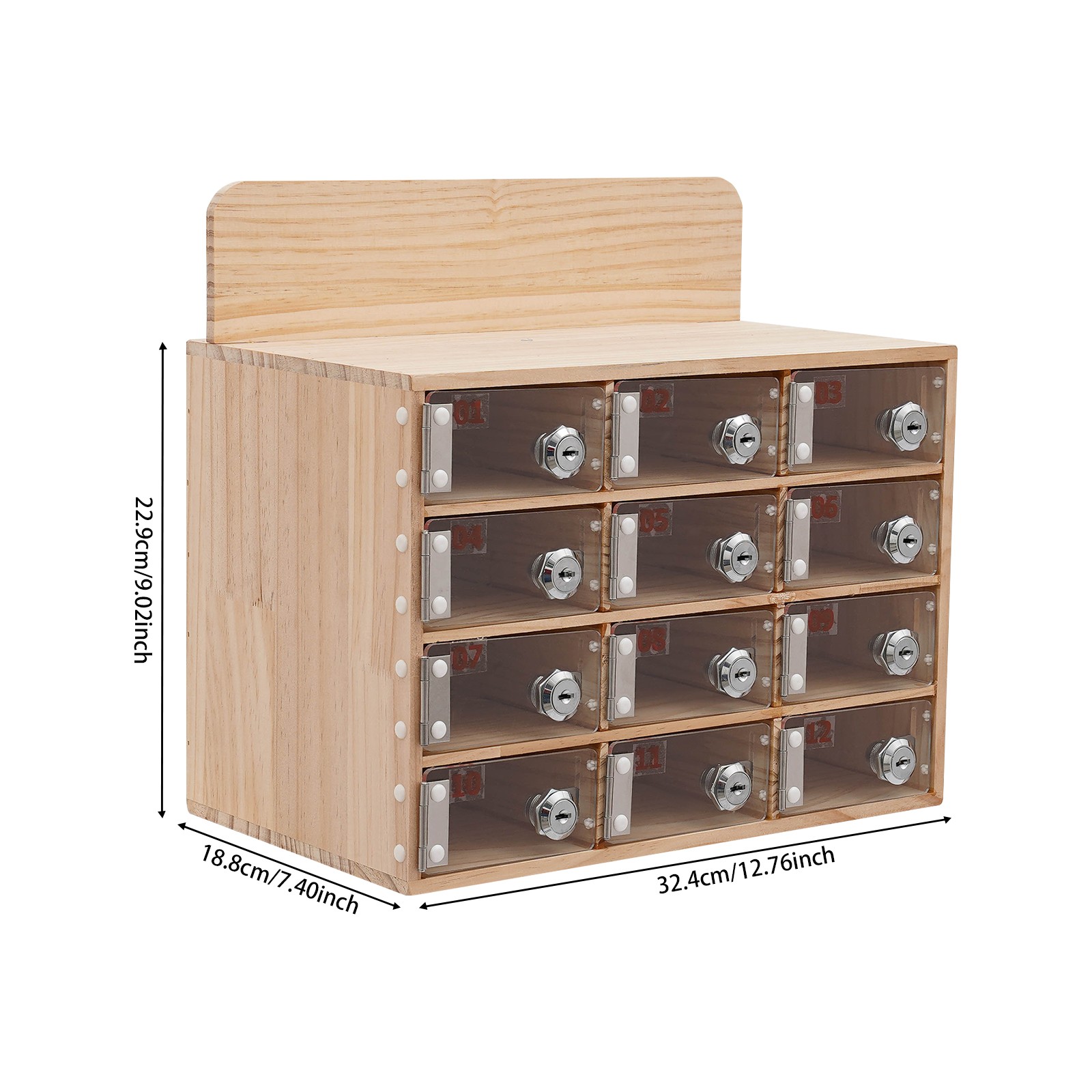 12.76*7.4*9.02in Acrylic And Wood Cell Phone Storage Cabinet With Locks And Keys