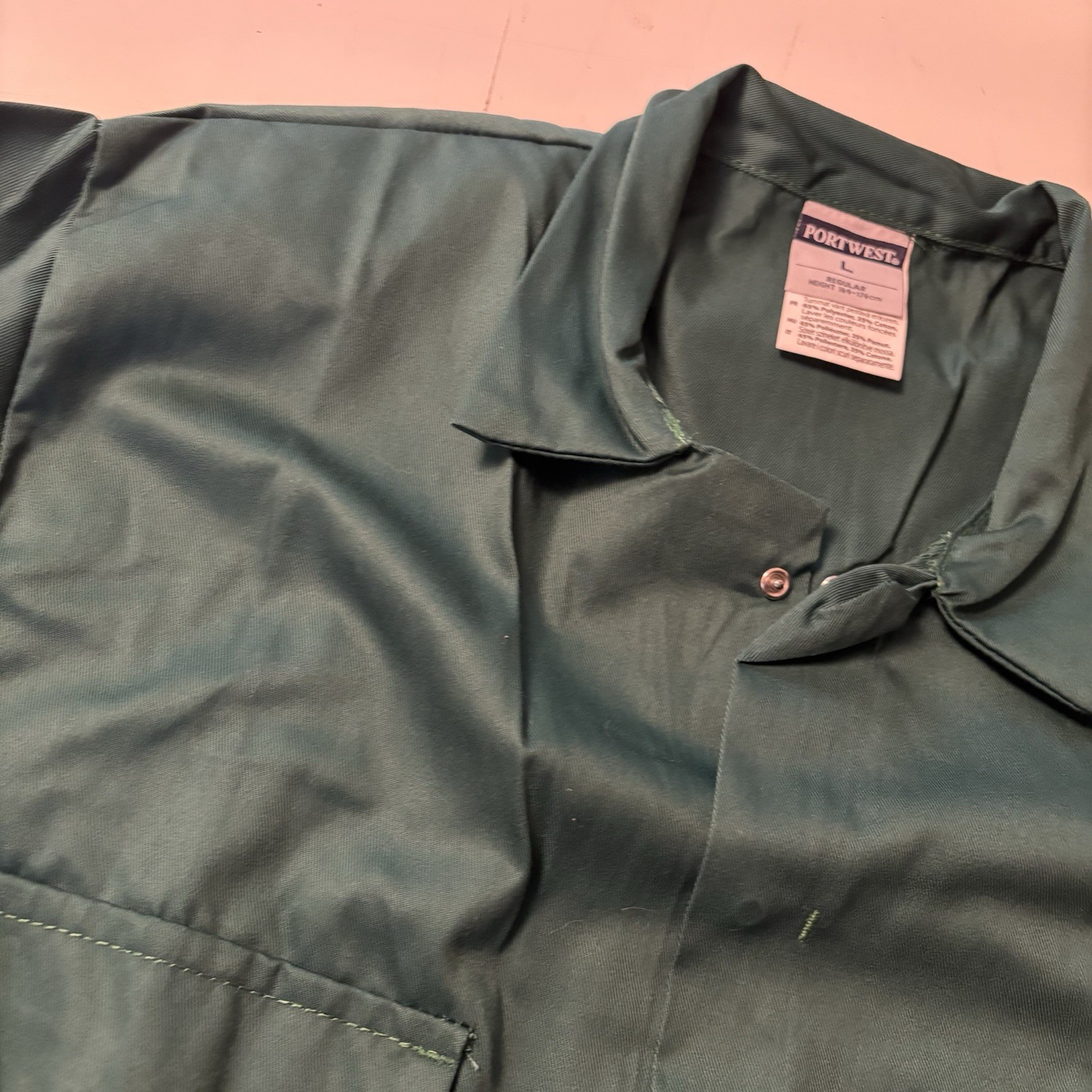 Portwest S999 Men’s L Work Coveralls Protective Polycotton Green Mechanics