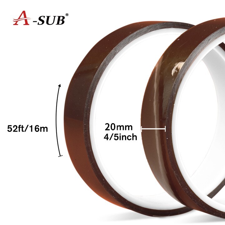 A-SUB 3 Rolls Polyimide High Temperature Heat Resistant Tapes 20 + 25mm Thermal