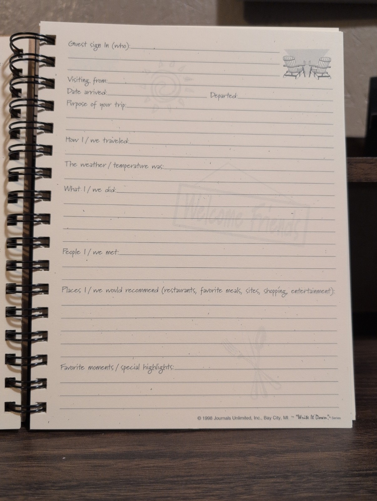 Write it Down series by Journals Unlimited, Guided Journal, Guest Journal
