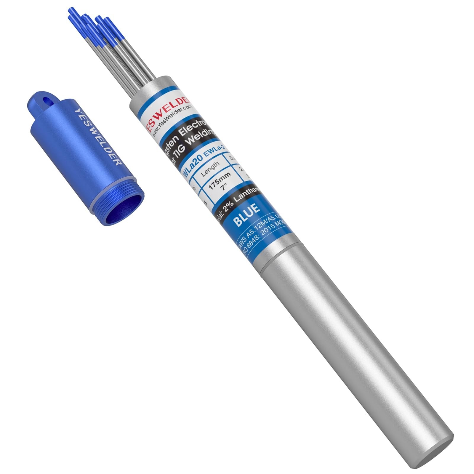 TIG Welding Tungsten Electrode 2% Lanthanated 10-Pack 3/32″ x 7″ Blue WL20/EWLa-