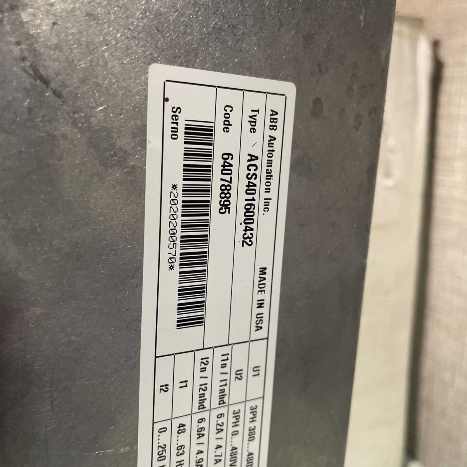 ABB ACH401600432 VARIABLE ACH 400 DRIVE 3PH 380-480VAC
