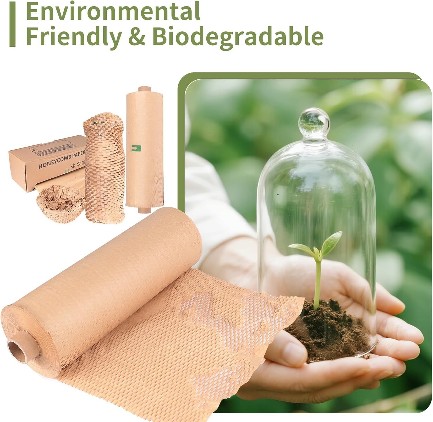 Eco-Friendly Honeycomb Packing Paper – 15″ x 500′ with Easy Dispense Box