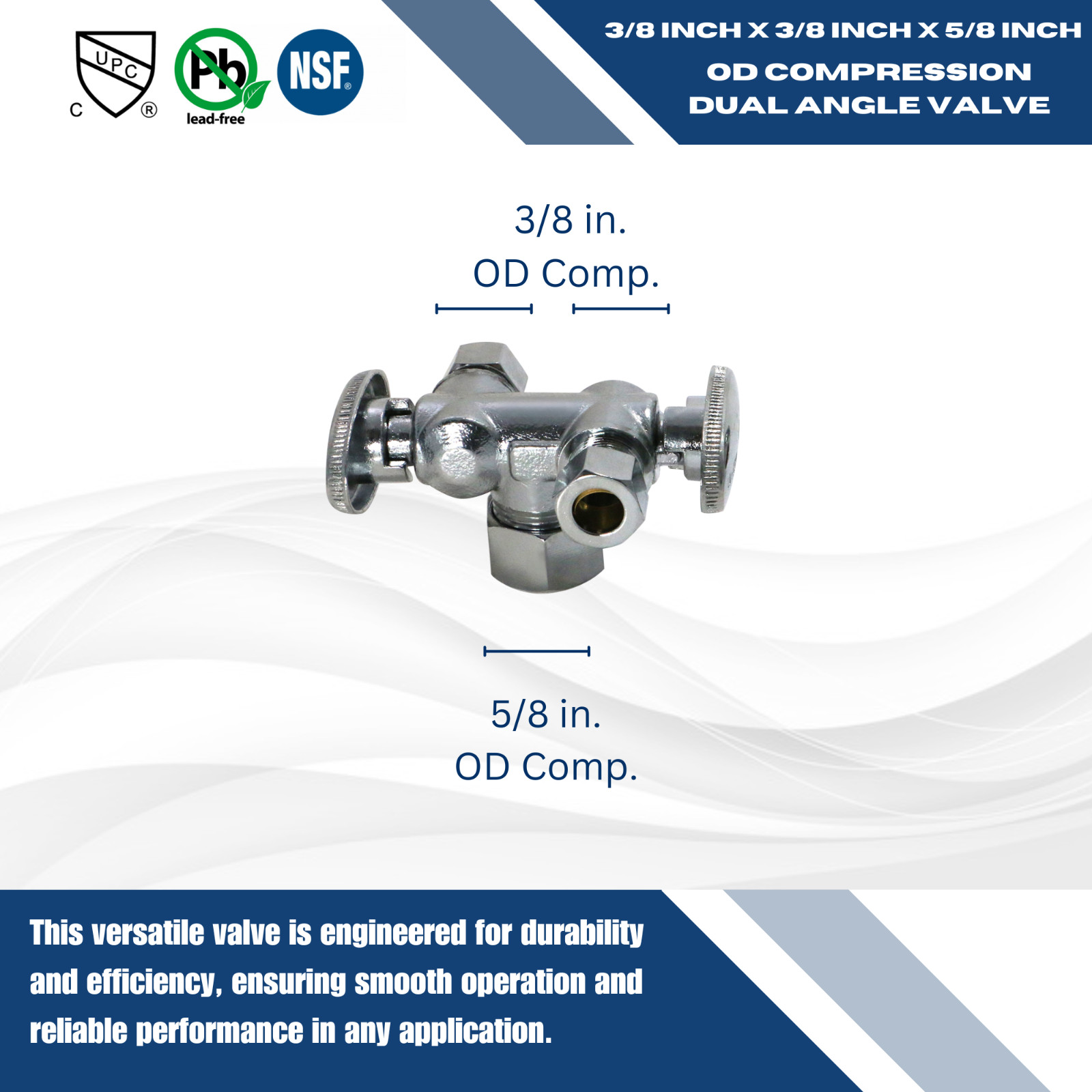 10 Pcs XFITITNG 3/8″ x 3/8″ OD x 5/8″ OD Compression Dual Angle Valve