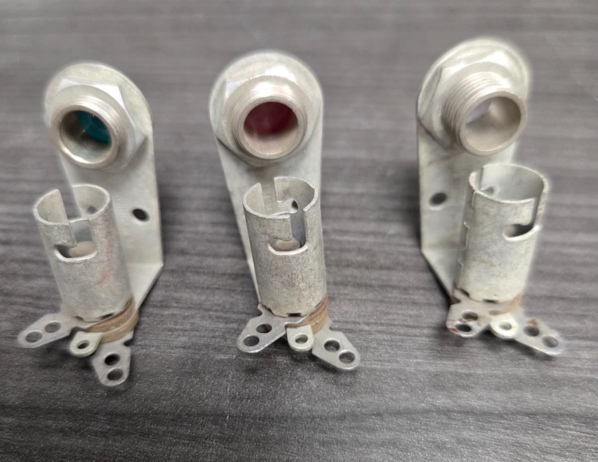 3 Vintage Glass Faceted Lens Panel Indicator Light Lamp Dialco Drake Dialight