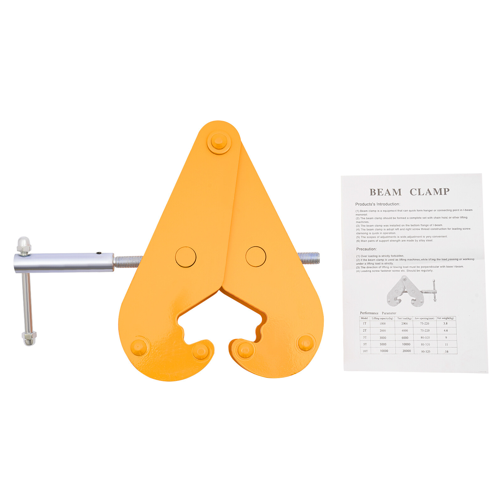 Beam Clamp 3 Ton Load Capacity Lifting Clamp Adjustable Opening Flange 80-320mm