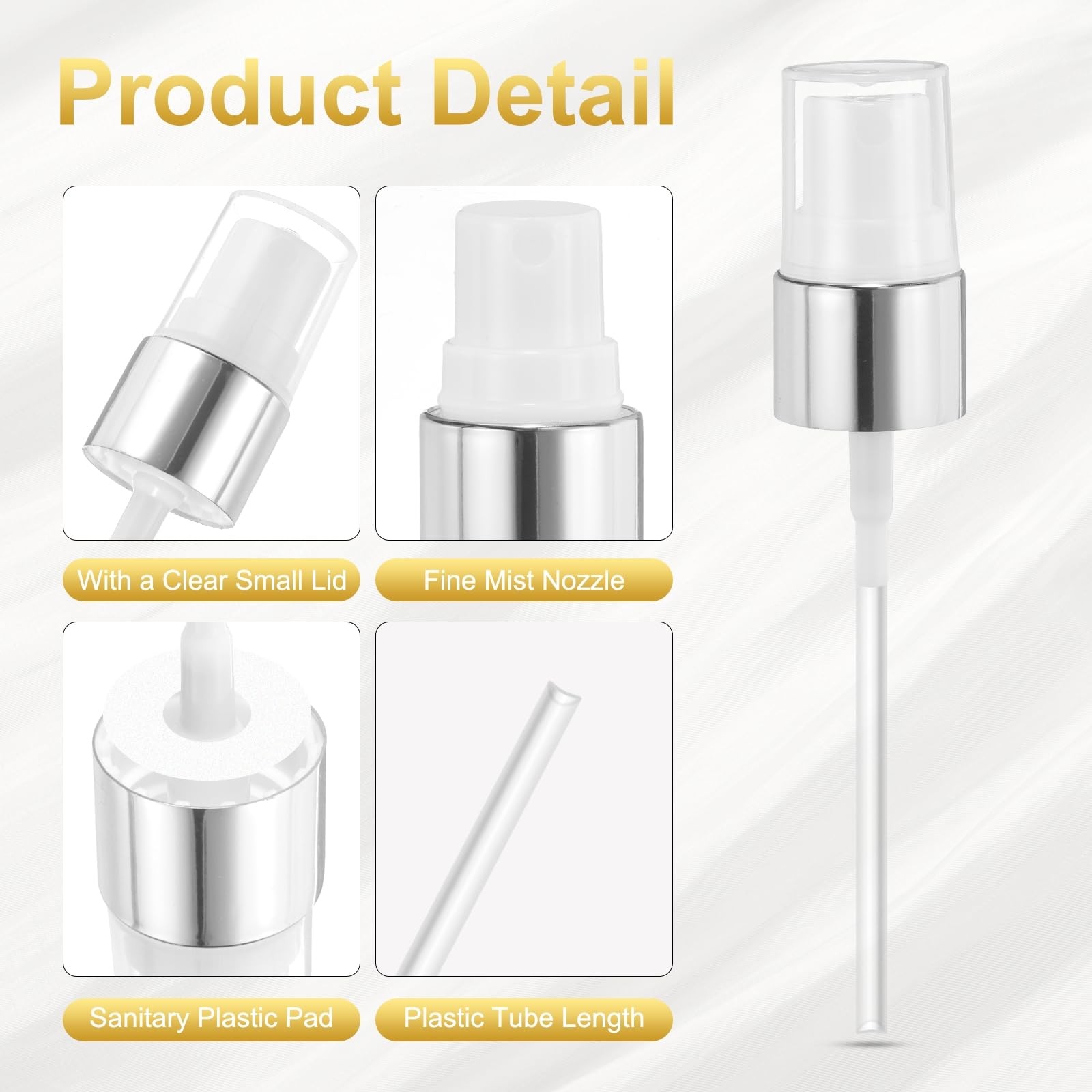 uxcell 6 Pcs Silver White Spray Top, 18/410 Fine Mist 18/410,