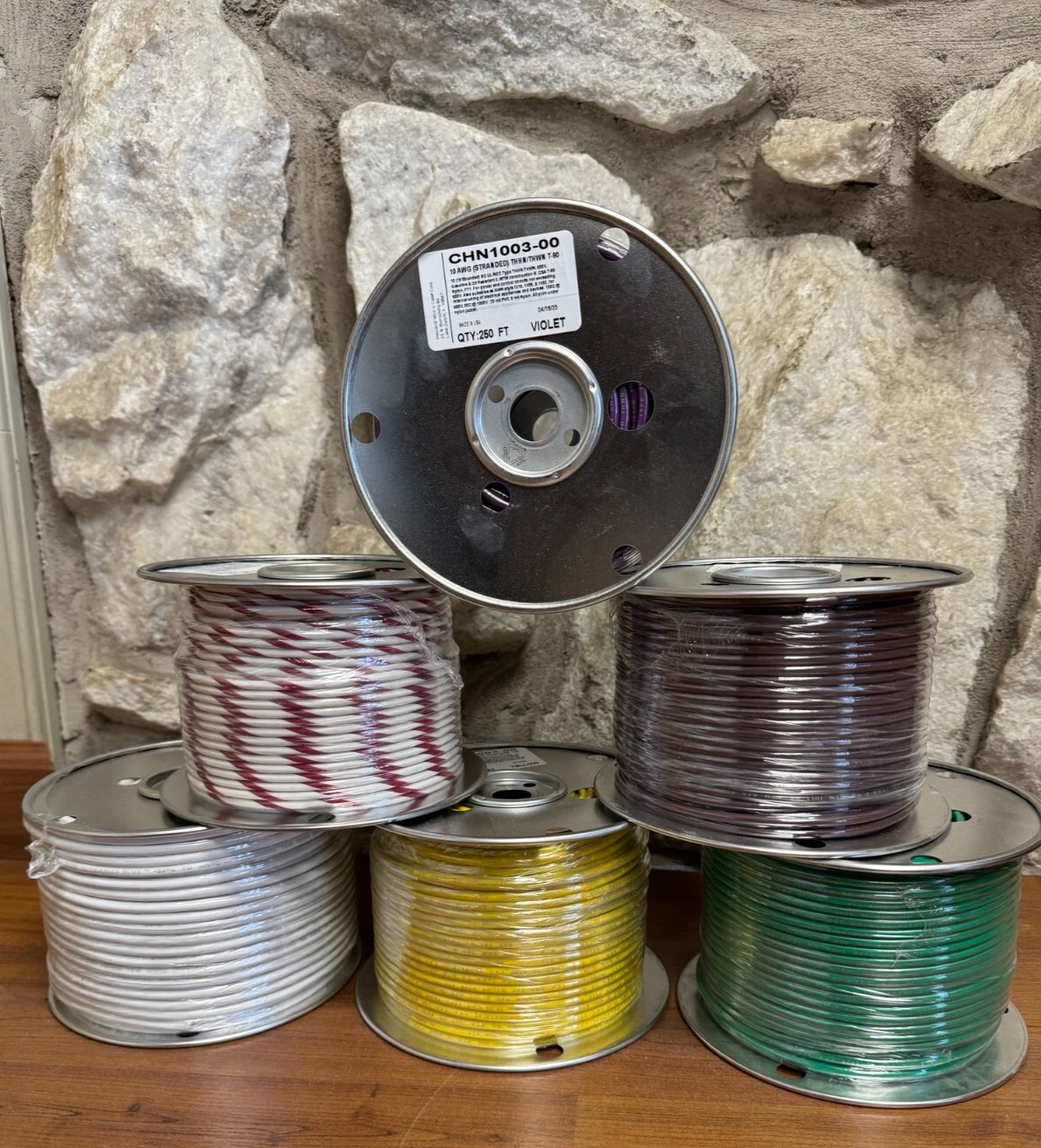 250 FT THHN/THWN WIRE- 10 AWG STR 600 V —8 COLORS AVAILABLE