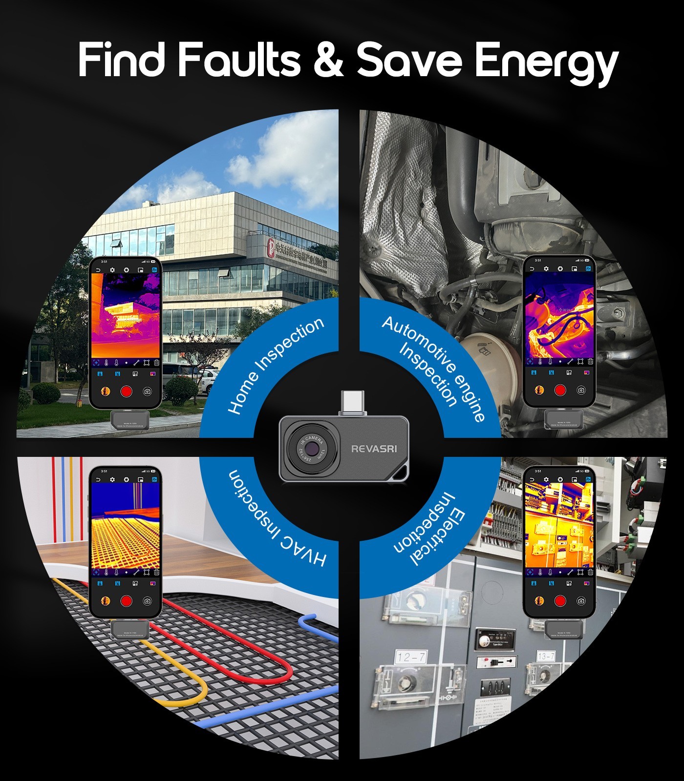 Thermal Camera for iPhone & Android, 512×384 IR Thermal Imager USB-C -4°F~842°F