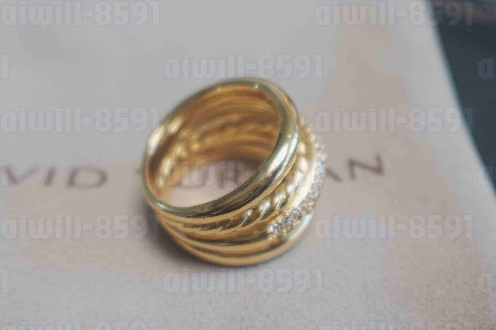 New.DavldYurman5-Row.Crossover&Ring 18K-Yellow&Gold Pavé Diamond US 7