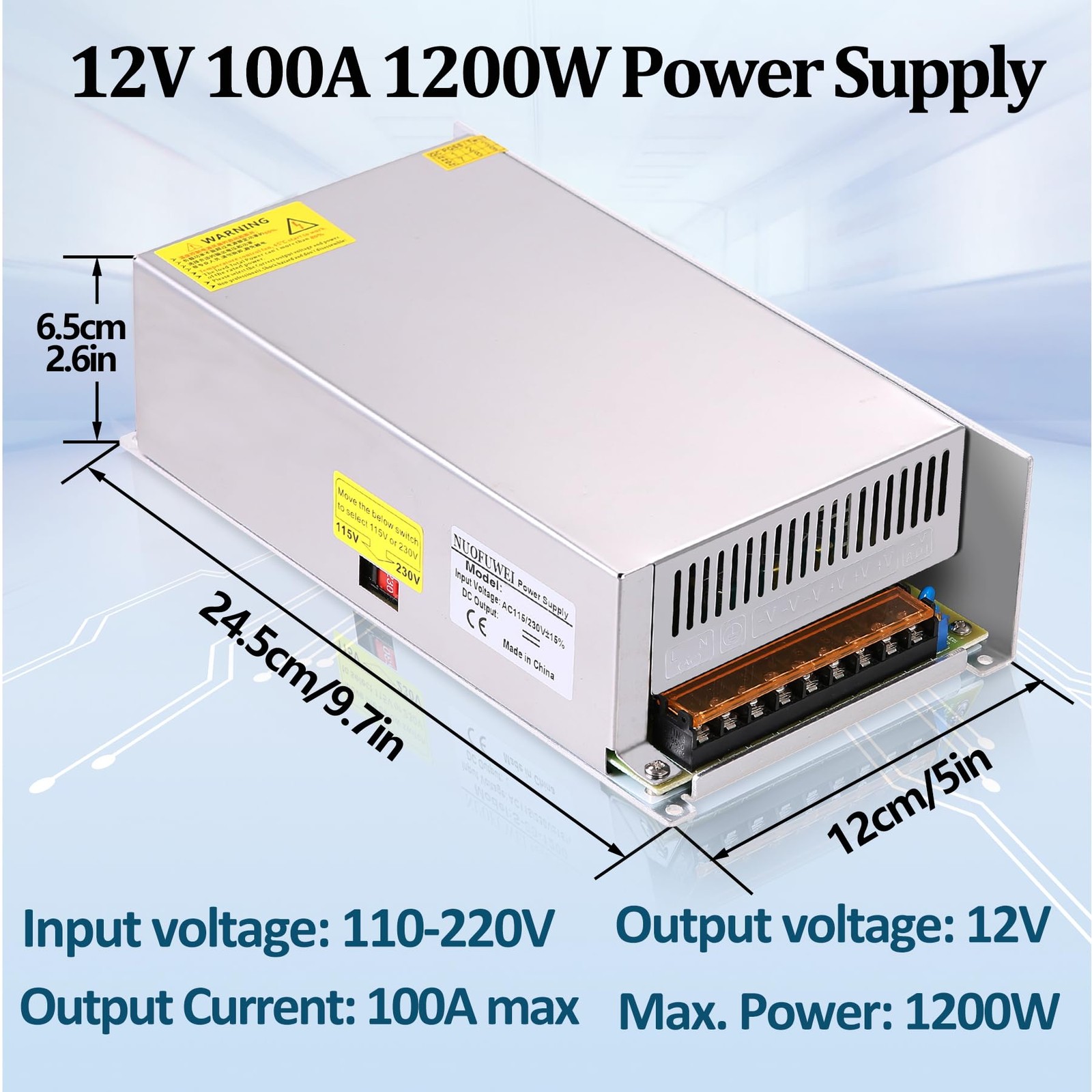 DC 12V 100A 1200W Switching Power Supply Adapter PSU AC-DC 12Volt Industrial Tra