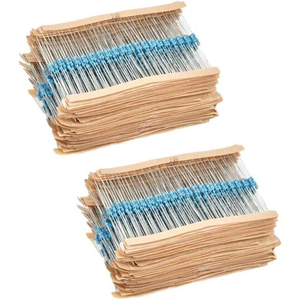 600Pcs 60 Values 1% 1/4W Resistor Kit 0 Ohm-10M Ohm Metal Film Resistors Kit