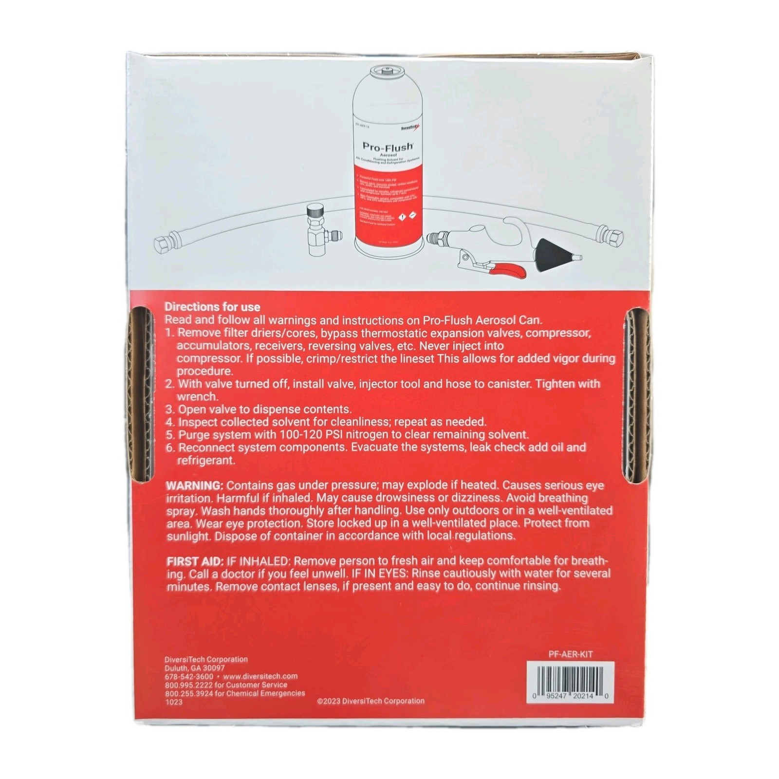 DiversiTech PF-AER-KIT Pro-Flush Aerosol Flushing Kit 1 lb with Accessories