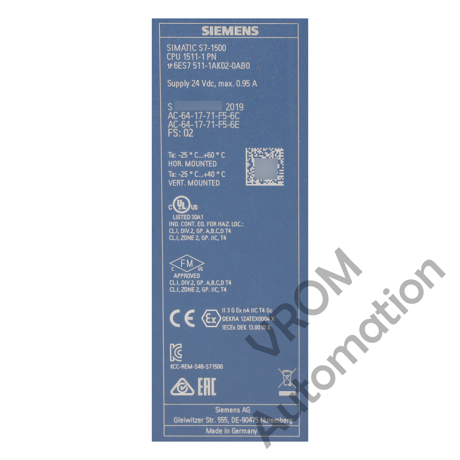 Surplus Siemens 6ES7 511-1AK02-0AB0 6ES7511-1AK02-0AB0 / SIMATIC S7-1500 CPU Pro