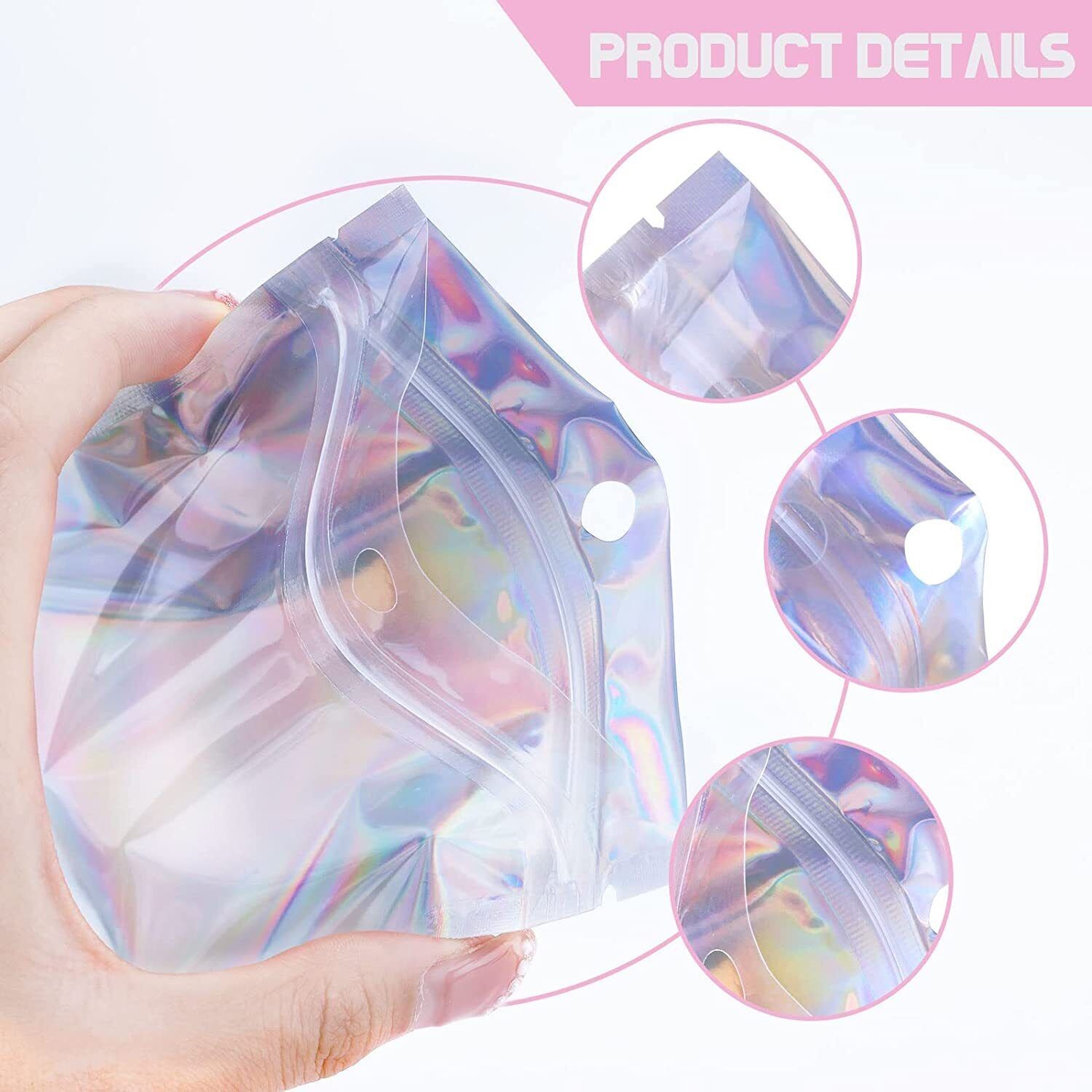 Holographic Mylar Bags Smell Proof Food Storage Zip Seal Foil Pouch Candy Bag