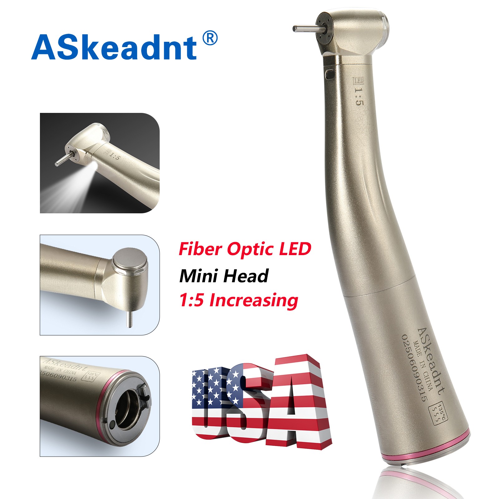 Electric 1:5 LED Contra Angle/ High Speed Handpiece Push Button 2/4H YBB Dental