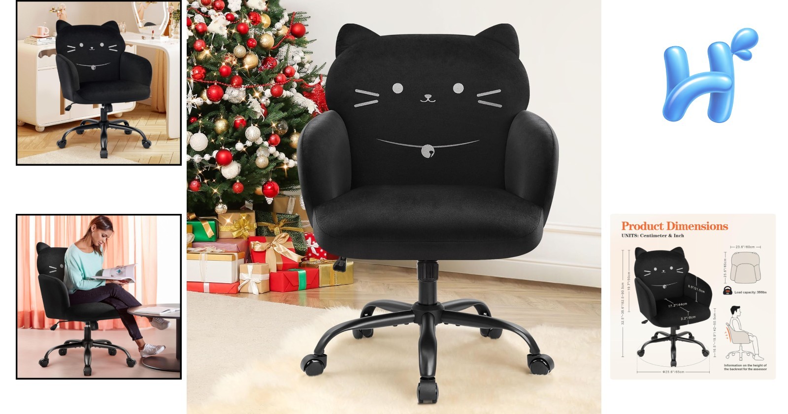 Versatile Cat-Inspired Velvet Task Chair: Stylish & Functional for Any Room