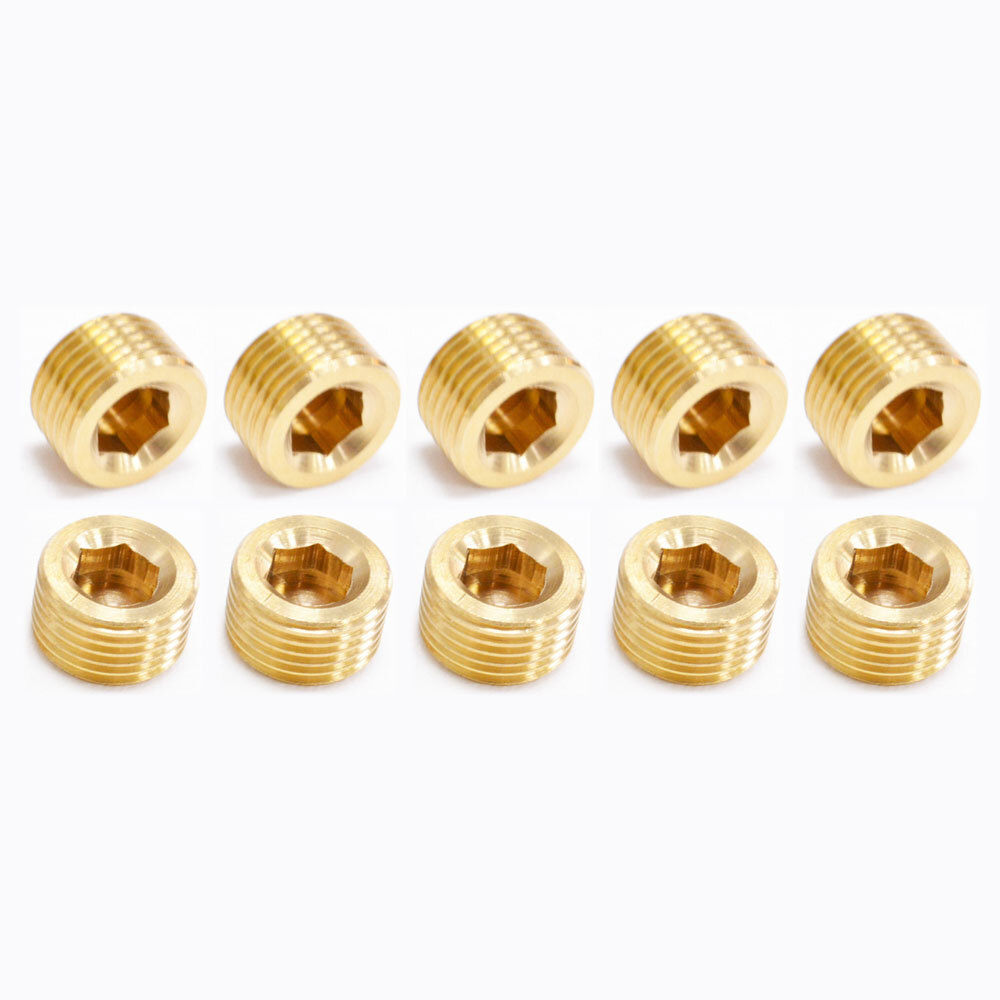 10 Brass 1/2″ Hex Pipe Plugs Countersunk Style Male NPT Pipe End Fitting Cap ##