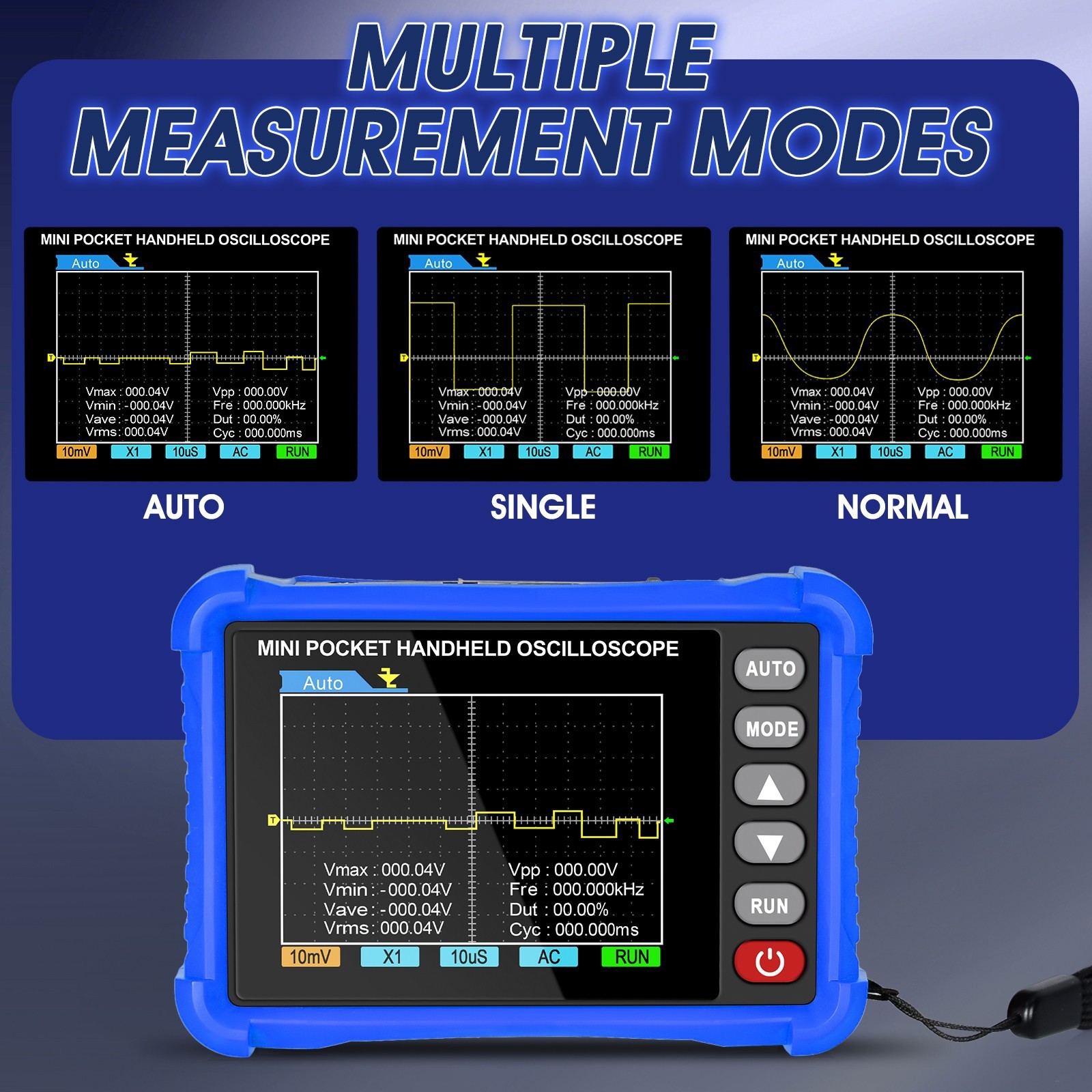 Handheld Multifunctional Digital oscilloscope 500kHz 2.5MS/s 2.8″ HD LCD
