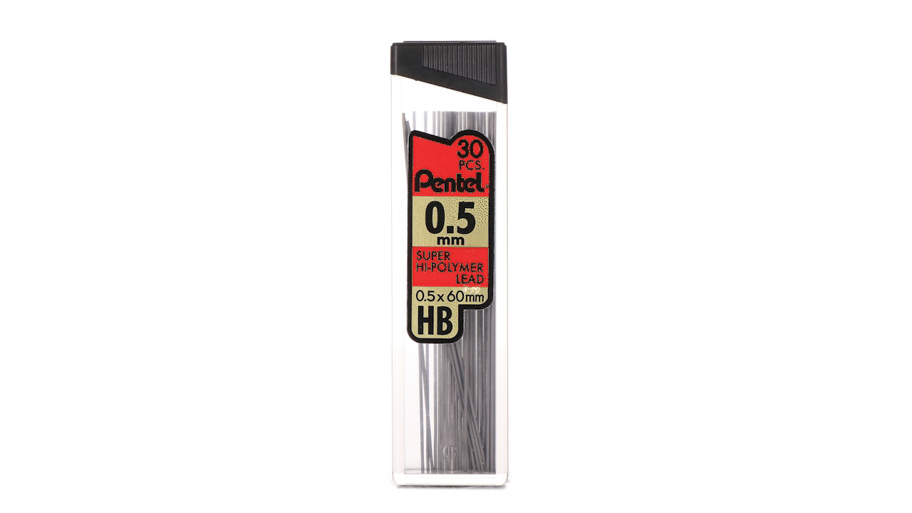 Pentel Super Hi-Polymer Refills, 0.5 mm Fine, HB, 180 Pieces of Lead-C25BPHB6