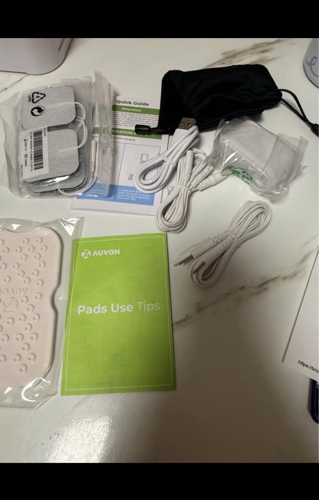 AUVON TENS/EMS Unit 2 Channel Handheld Device with Electrode Pads & Accessories