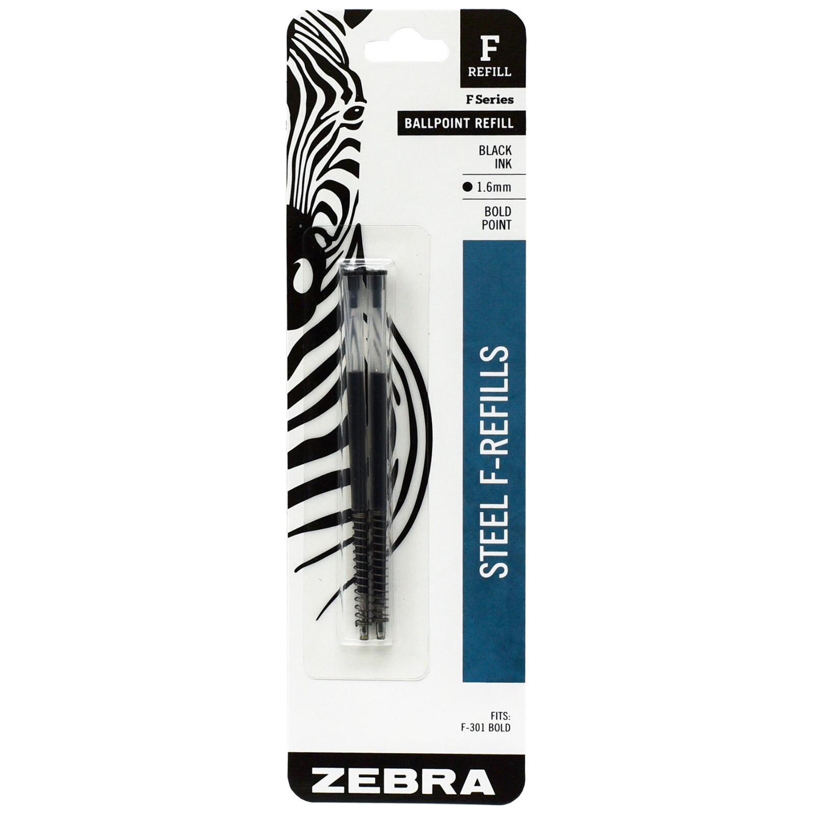 Zebra F-301 Bold 1.6mm, Black Ink, 3 Pens With 4 Packs of Refills