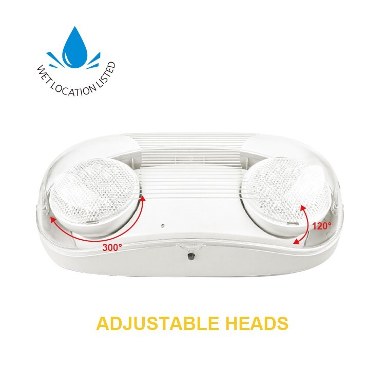 LED Wet Location IP65 Outdoor Emergency Light with Battery Backup, UL Listed