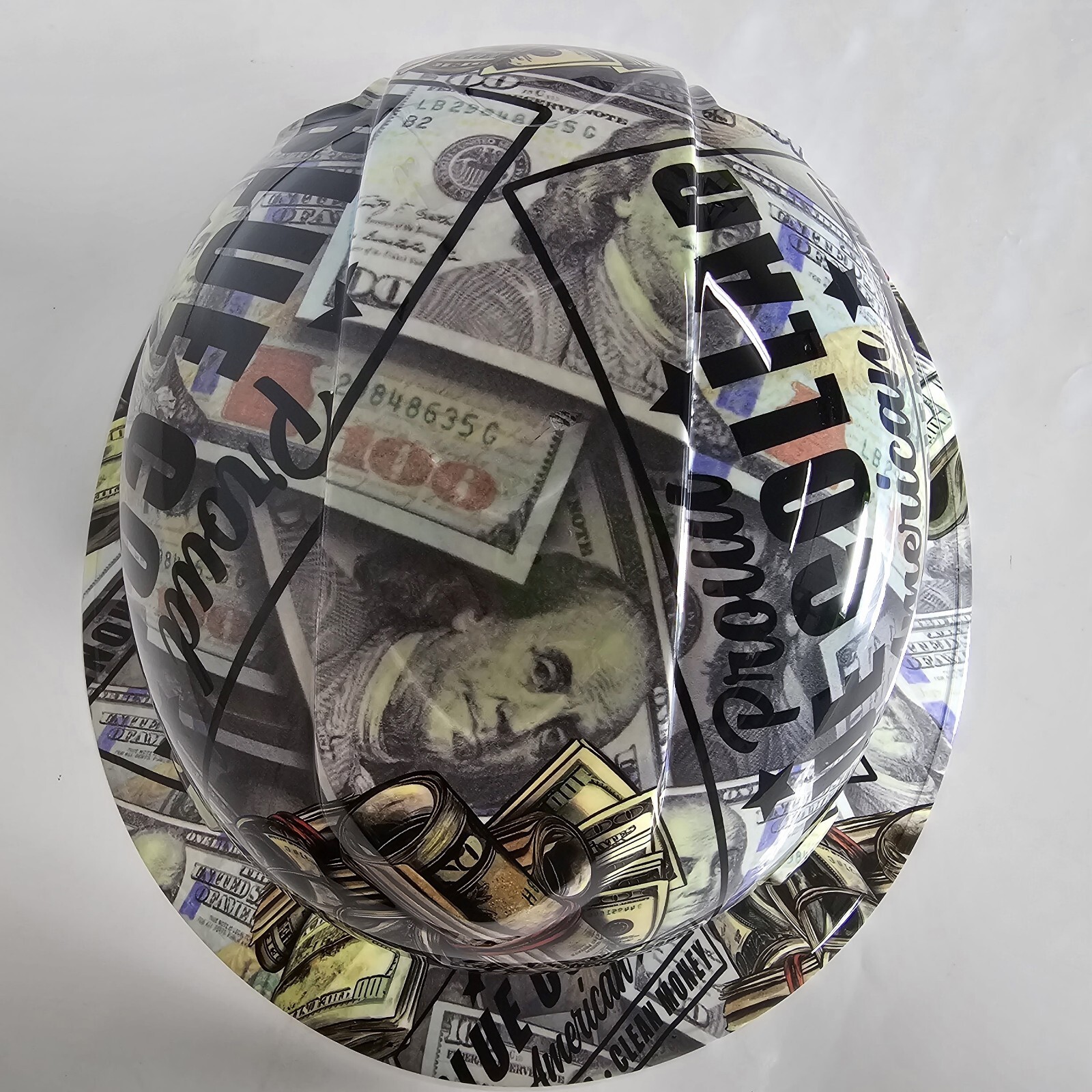 full brim hard hat custom hydro dipped IN BLUE COLLAR DIRTY HANDS CLEAN MONEY