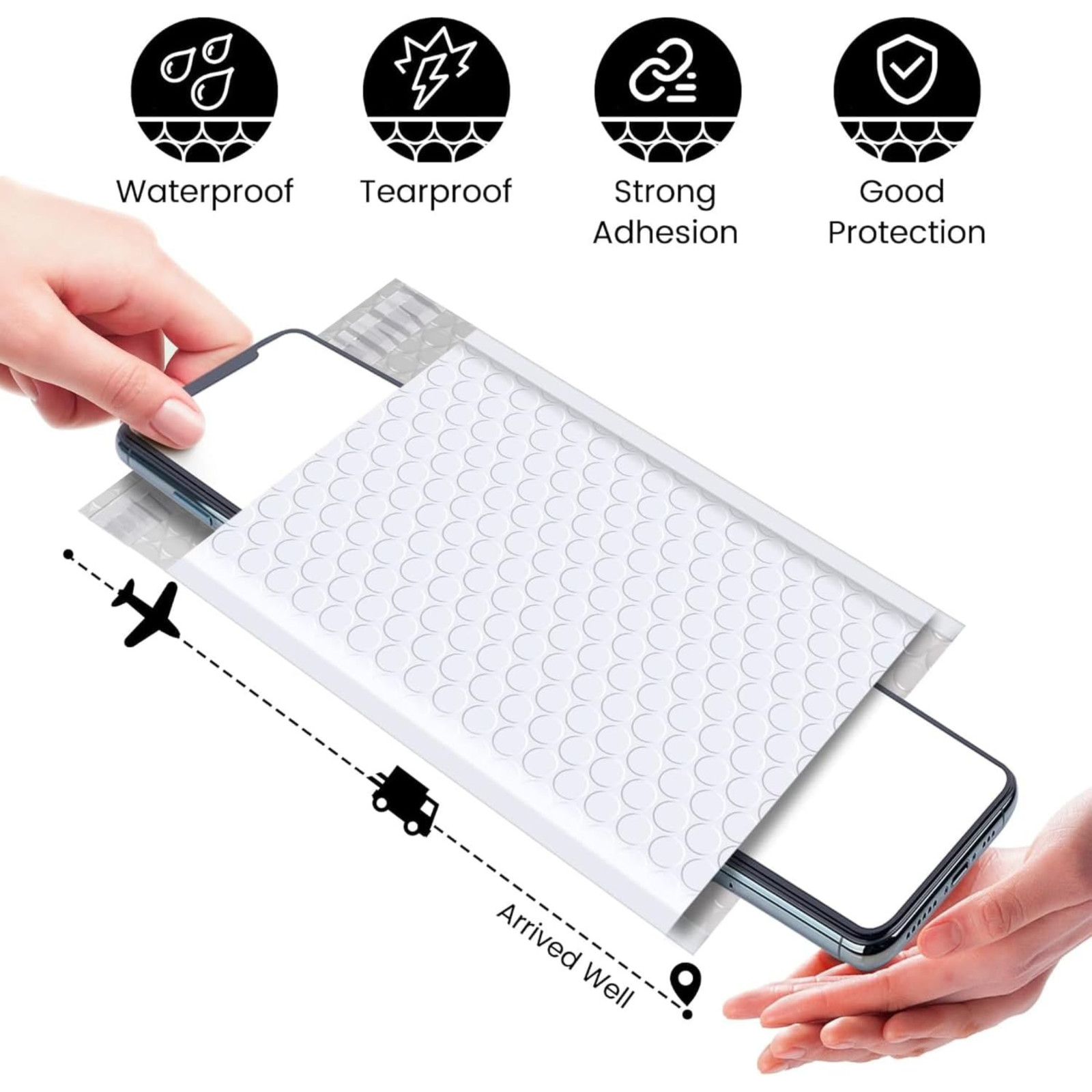 100 of #000 4×8 (4×7) Poly Bubble Mailer Trading Card Padded Envelope Shippers