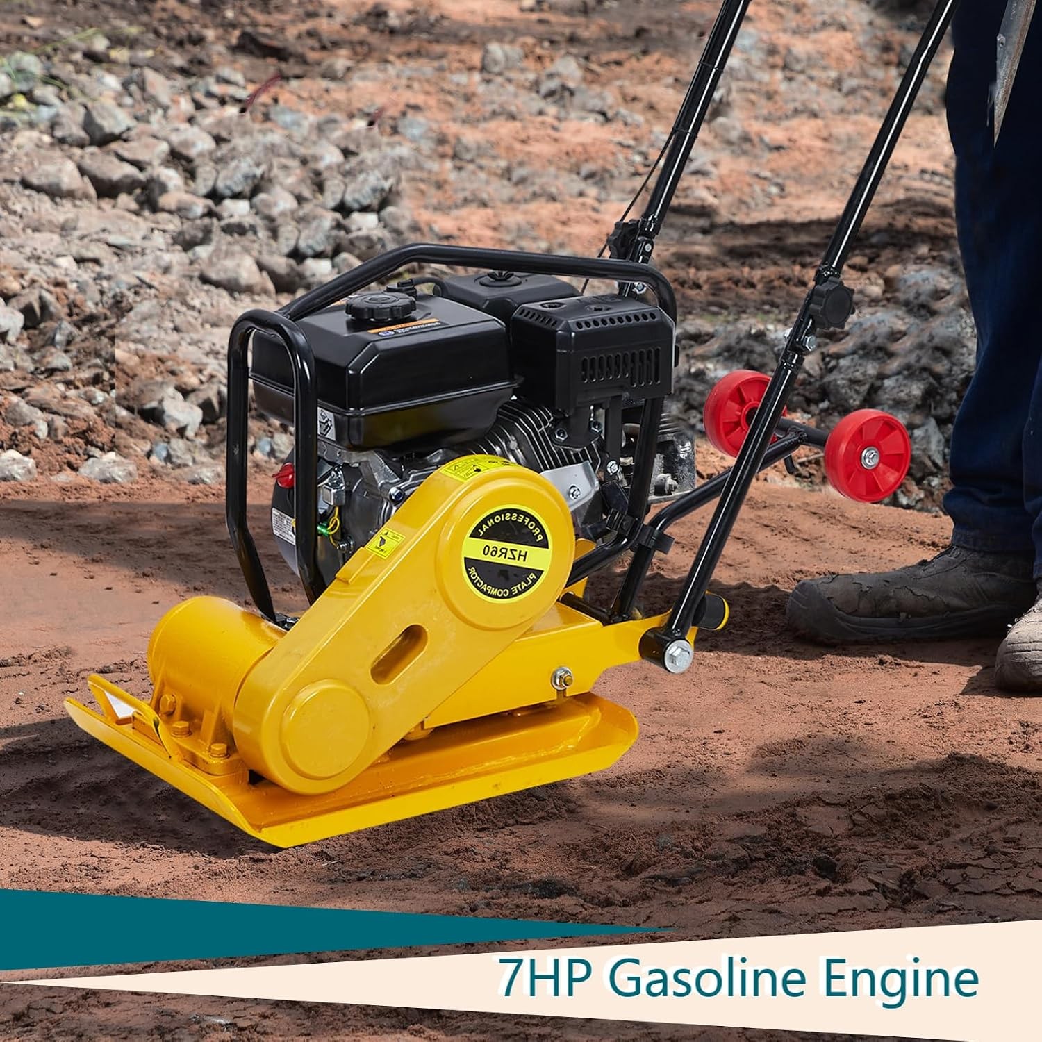 Plate Compactor Rammer Dirt Soil Asphalt Tamper 7HP 212CC Gas Jump Jack Tamper