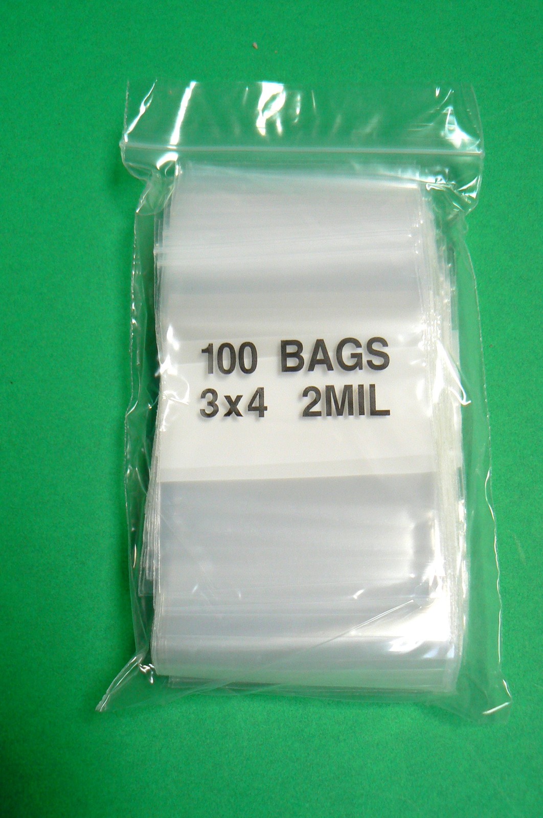 100 3×4 White Block Bags 2mil Reclosable Poly Writeable 3″ x 4″ Squeeze Top Lock