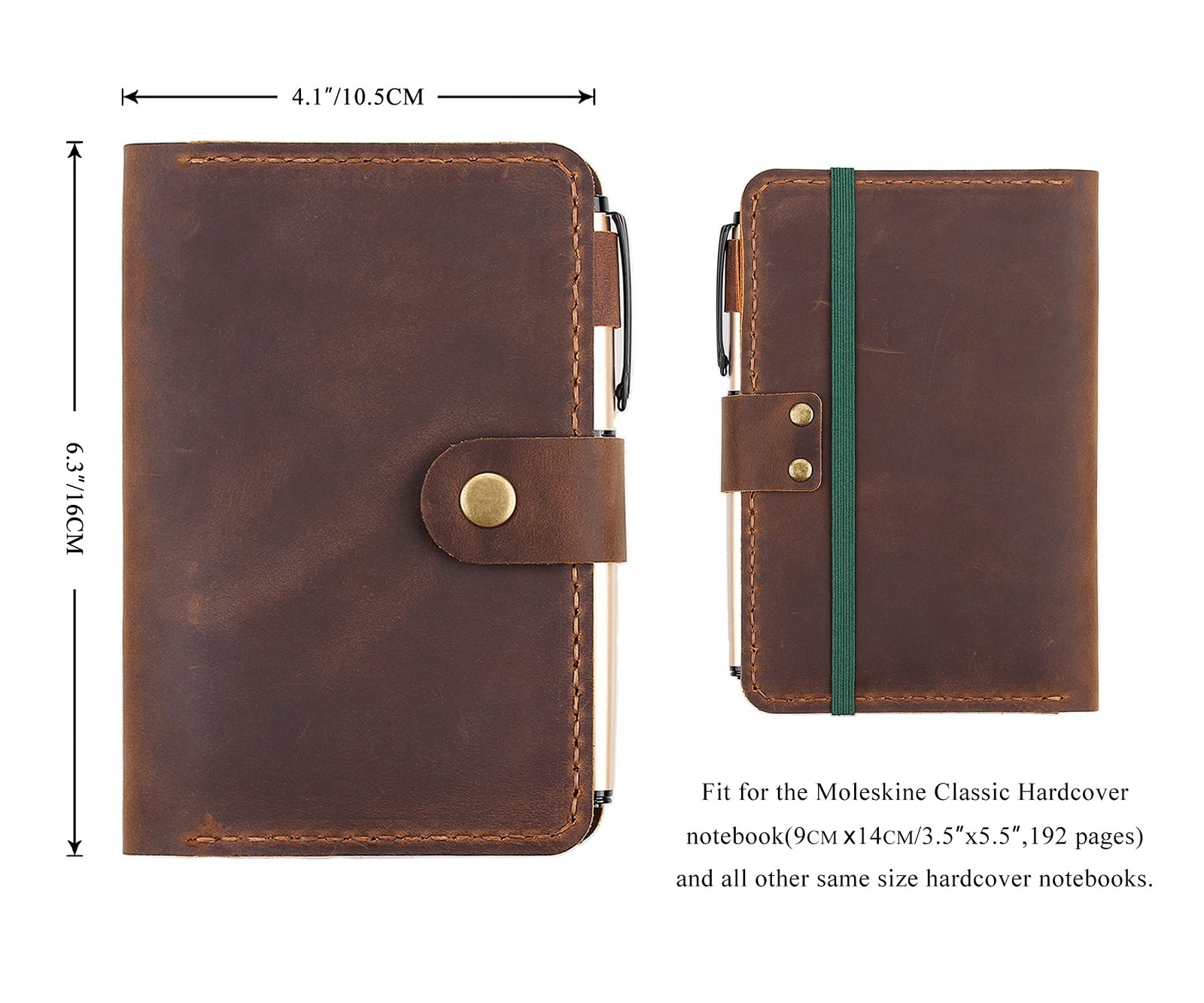 Leather Journal Cover for 3.5″x5.5″ Hardcover Notebook, Rustic Handmade Leath