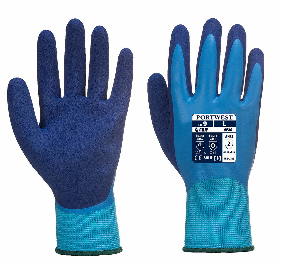Portwest AP80 Liquid Pro Waterproof Glove with Latex Foam Dipped Palm Grip ANSI