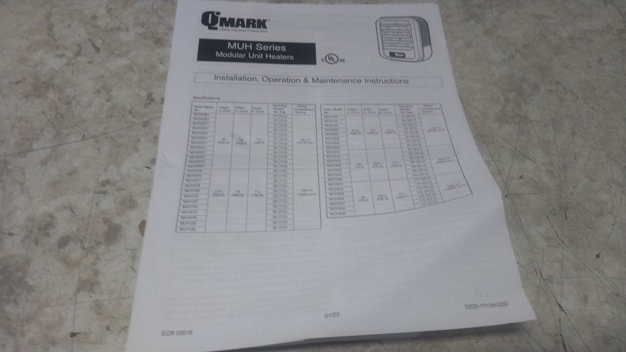 Qmark MUH304 480VAC 102,390 BtuH Electric Wall & Ceiling Unit Heater