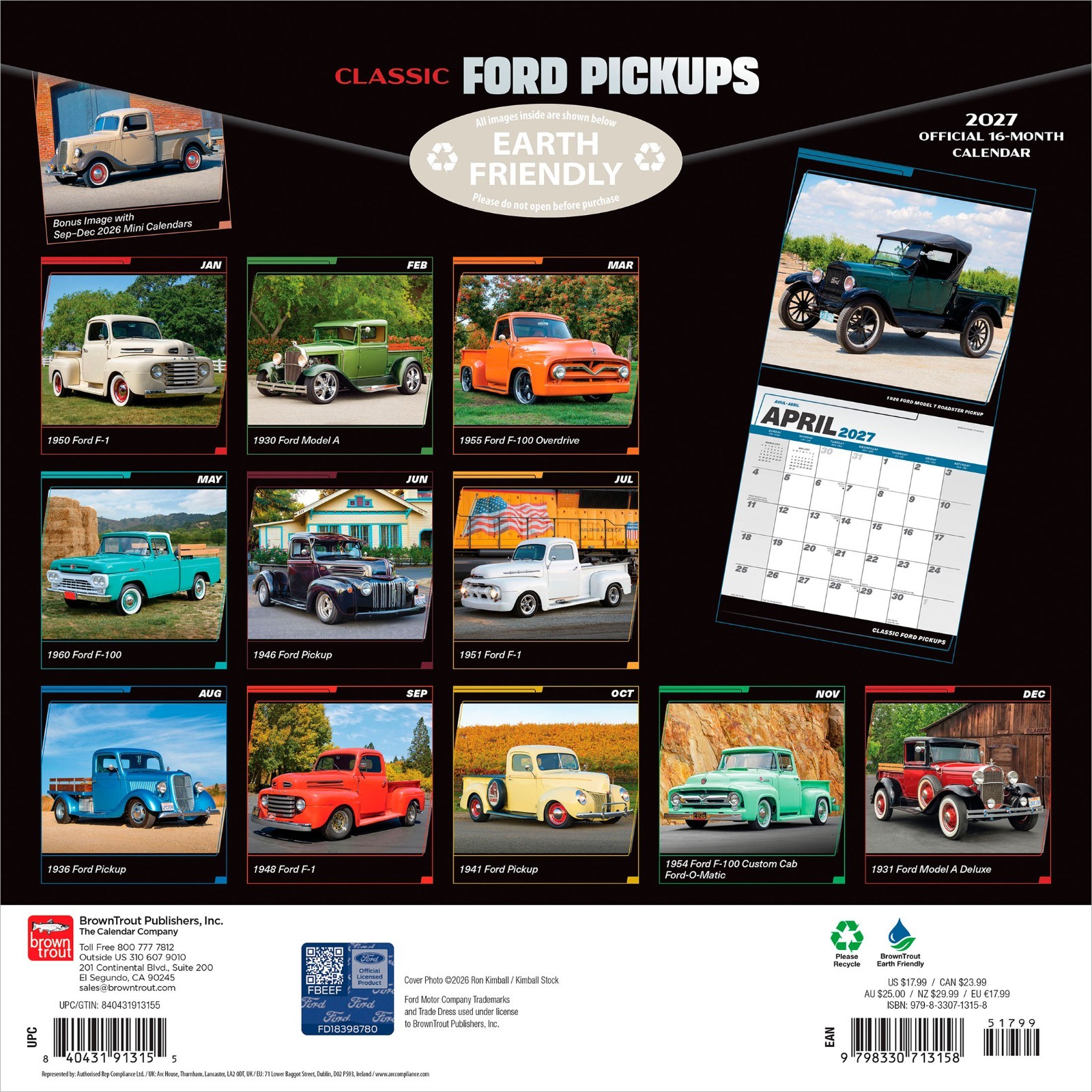 Classic Ford Pickups OFFICIAL | 2027 12×24″ (Hanging) Wall Calendar