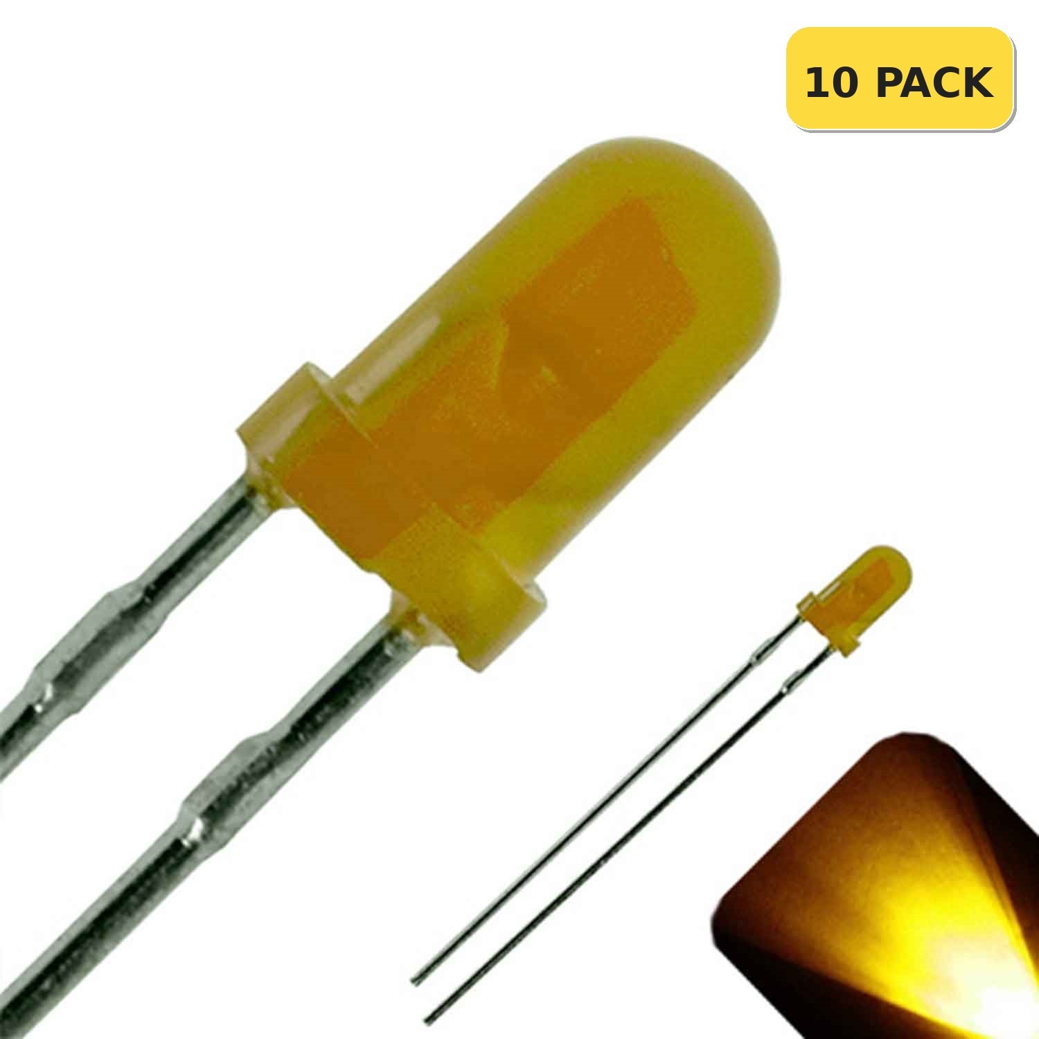 10 x LED 3mm Yellow Gold Diffused Ultra Bright Round Top LEDs Light Car T1 RC