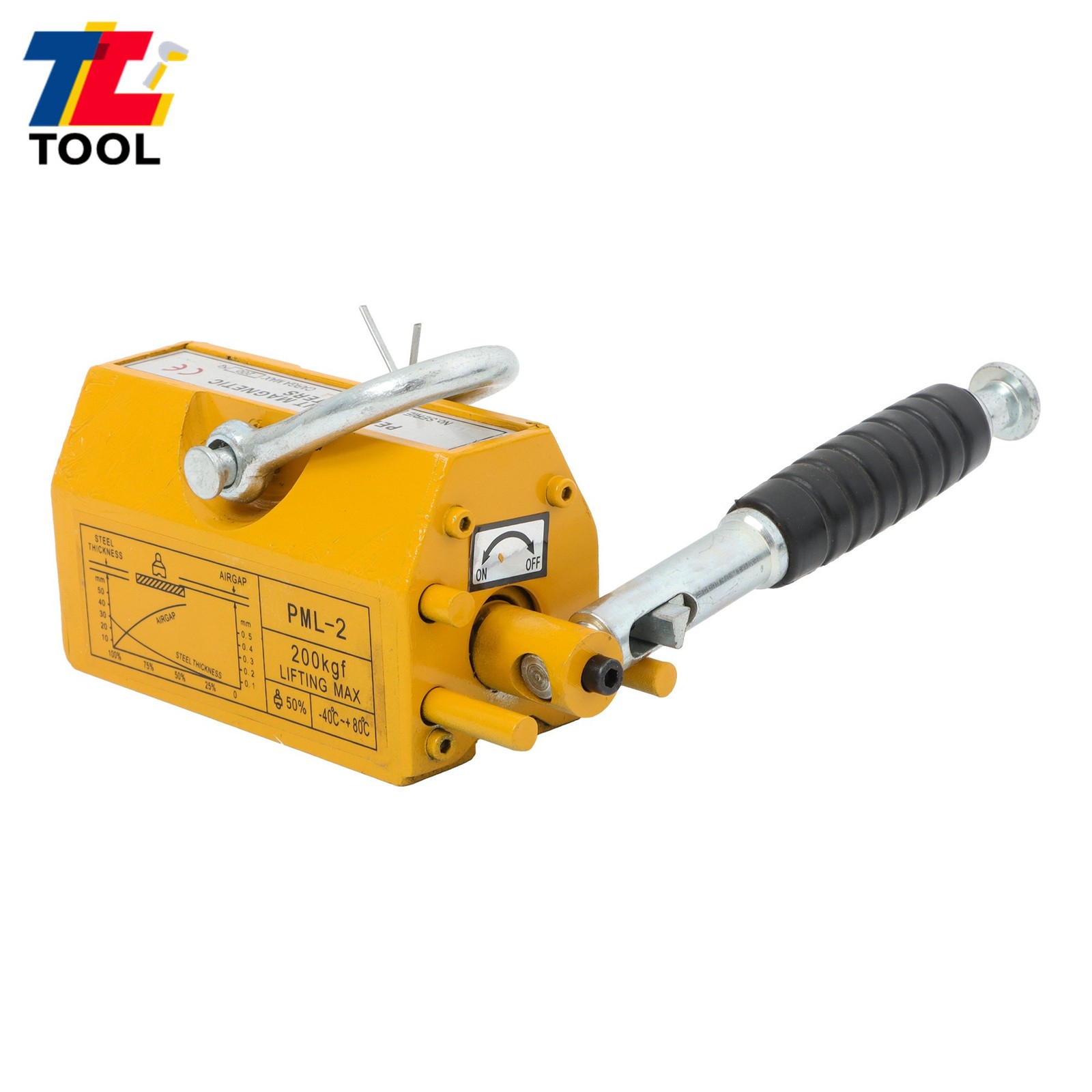 440lbs/200kg Permanent Magnetic Lifter Yellow 2.5 Safety Factor Neodymium Hoist