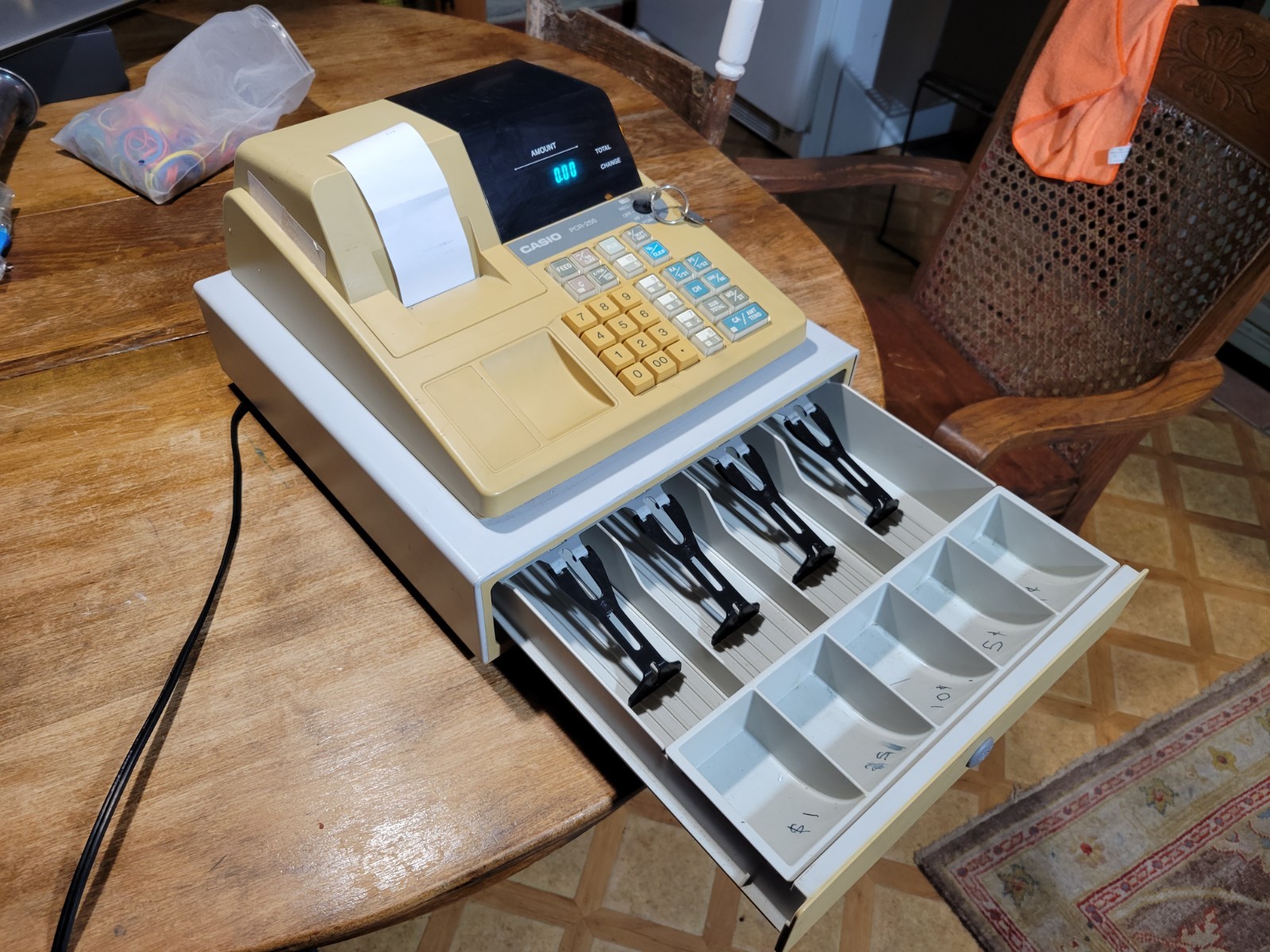 Vintage Casio PCR-255 Cash Register WORKING With Keys Lightweight