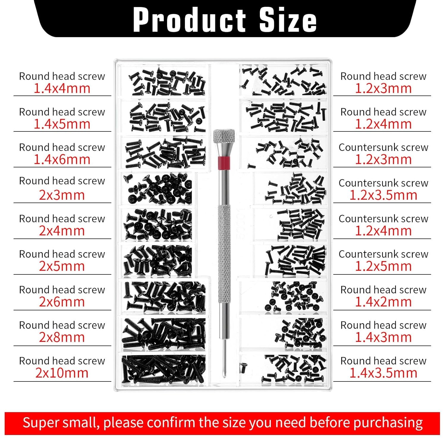 500-Piece Micro Screw Assortment Kit | M1.2 M1.4 M2.0 Repair Set for Laptops & W