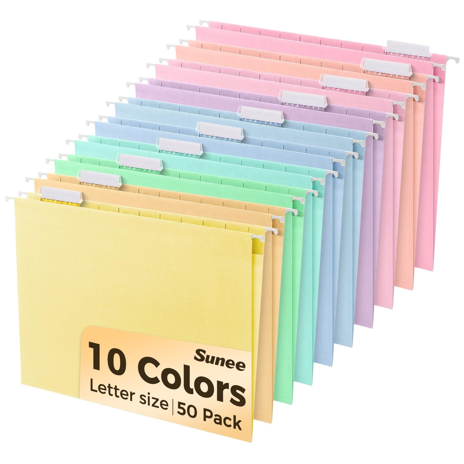 SUNEE Hanging File Folders, 50 Pack Letter Size Hanging File Folders with 1/5-cu