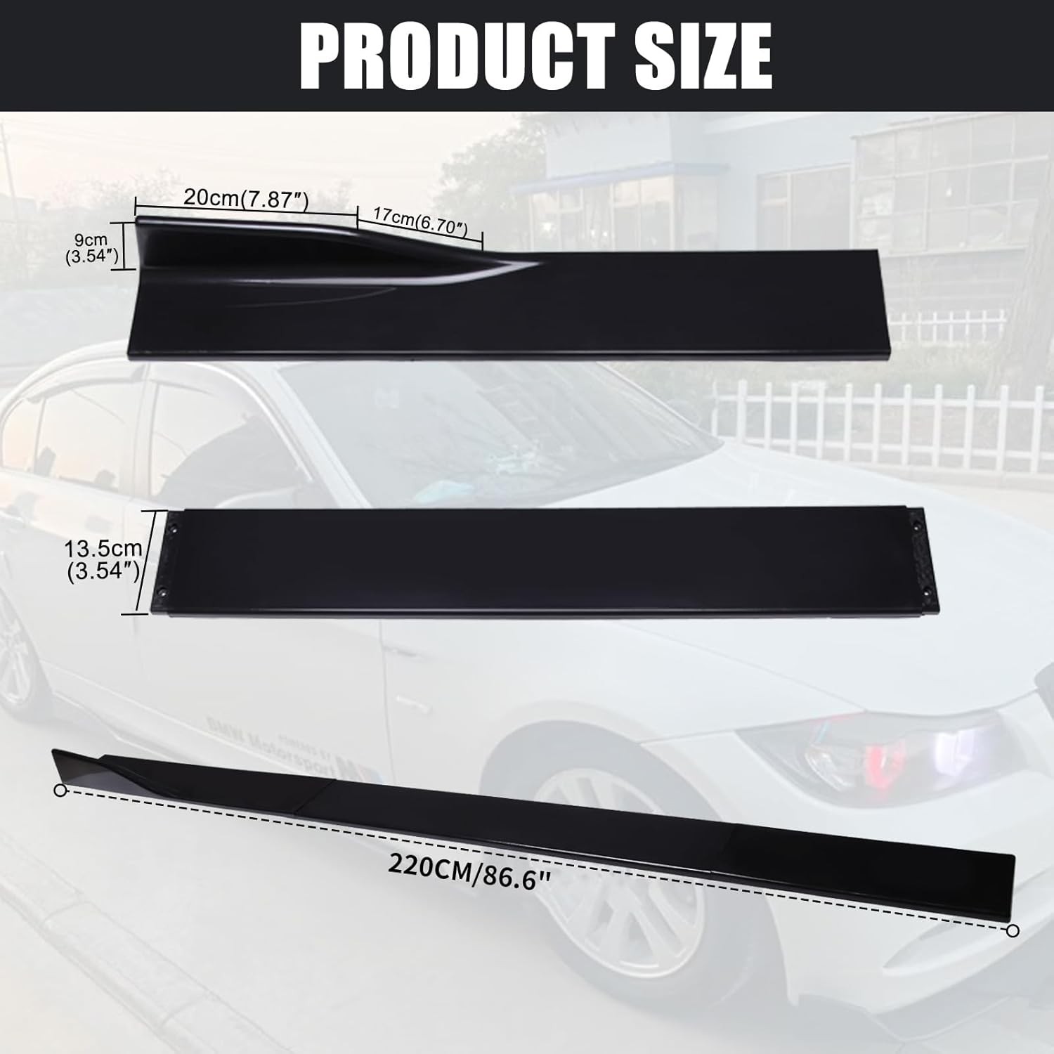 Universal Car Side Skirts 86.6 inch Extensions Body Kit Splitter Lip