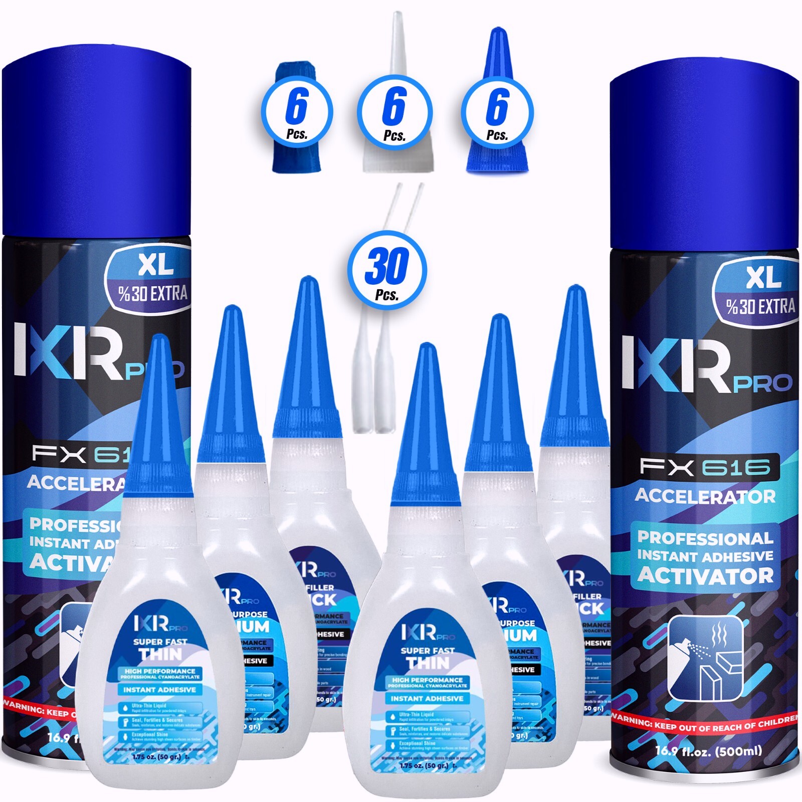 CA Glue with Activator Kit 6×1.75 oz. CA Glue (Thin Medium Thick) 16.9 oz.