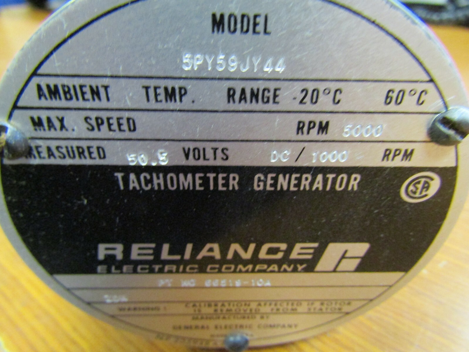👀 NEW GE / RELIANCE 50.4 VDC TACHOMETER GENERATOR 1000 RPM 5PY59JY44